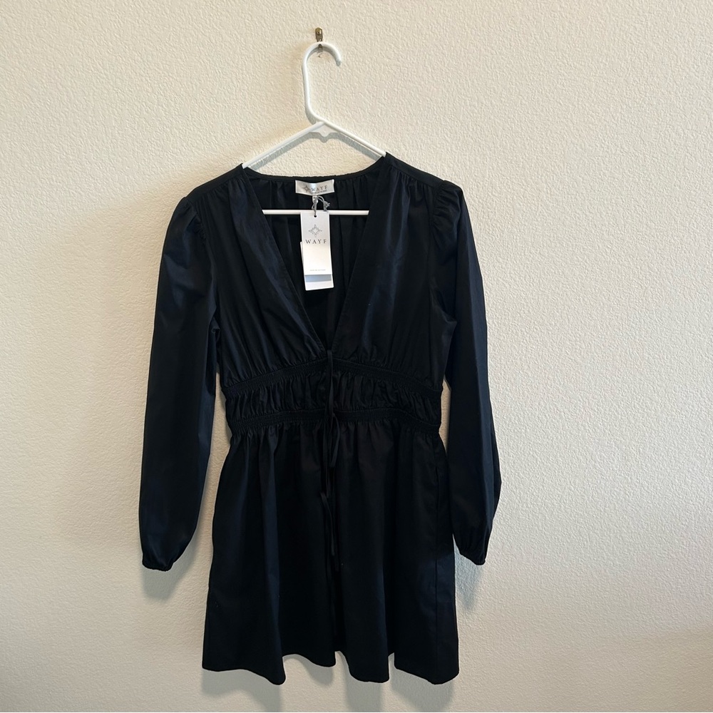 NWT Wayf Black Long Sleeve Midi Dress